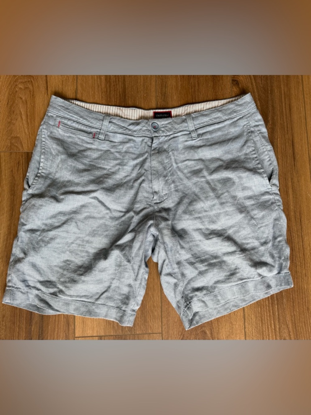 UNTUCKIT Shorts Mens 34 St Julien 9" Linen Blend Chino Golf Performance Blue